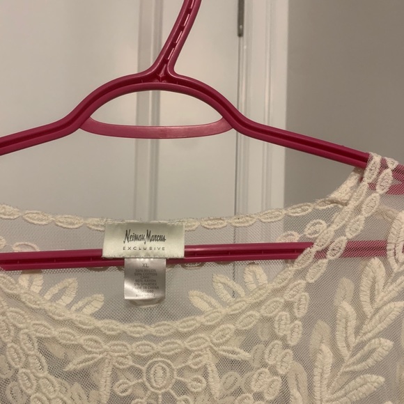 Neiman Marcus Embroidered Sheer Cream Shirt - Picture 3 of 3
